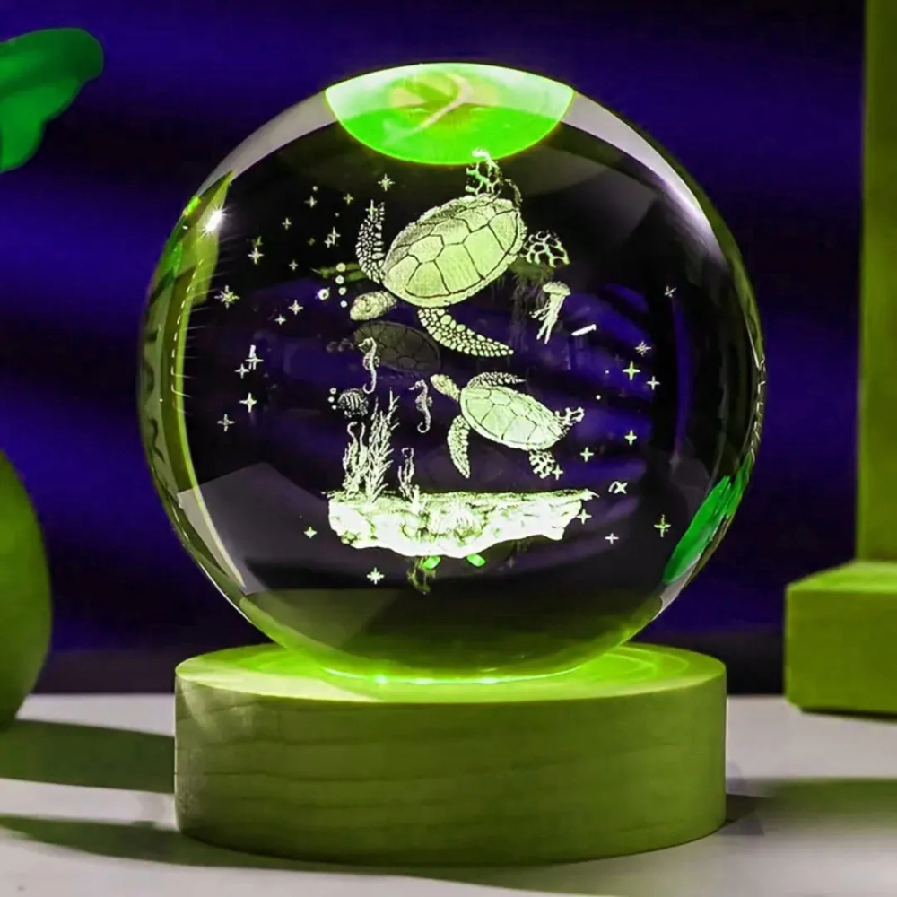 veilleuse bébé tortue sphère cristal