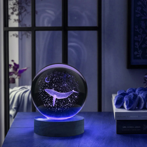 veilleuse bébé baleine bleu cristal
