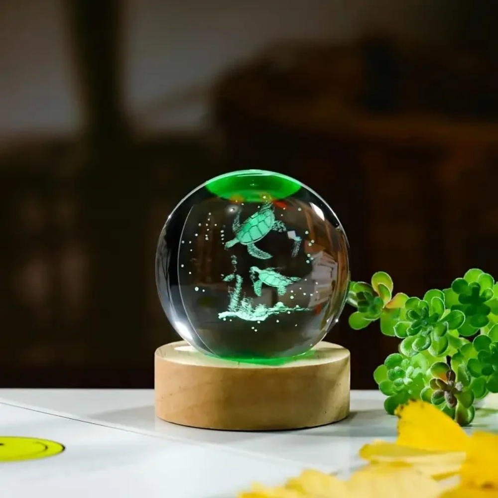 veilleuse bébé tortue sphère vert