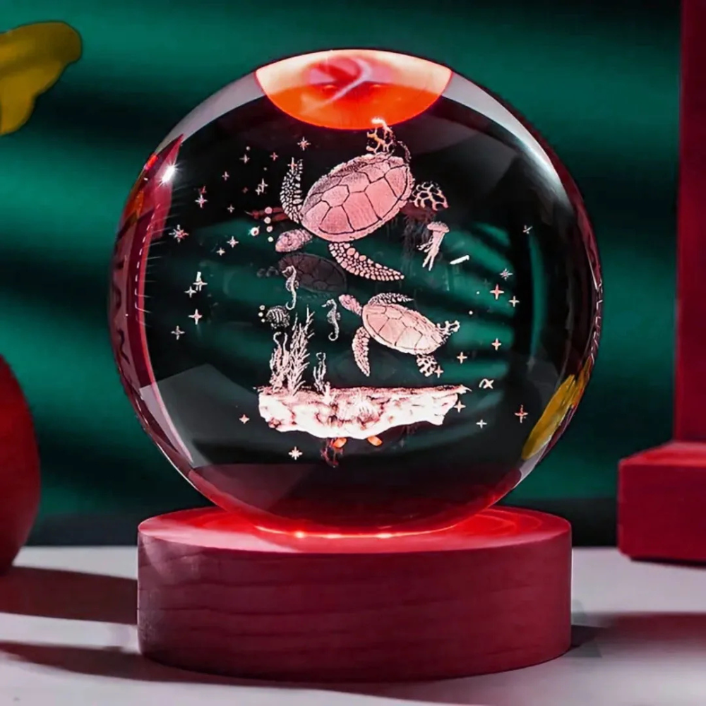 veilleuse bébé tortue sphère rouge