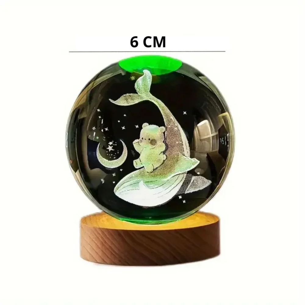 veilleuse bébé baleine boule de cristal vert