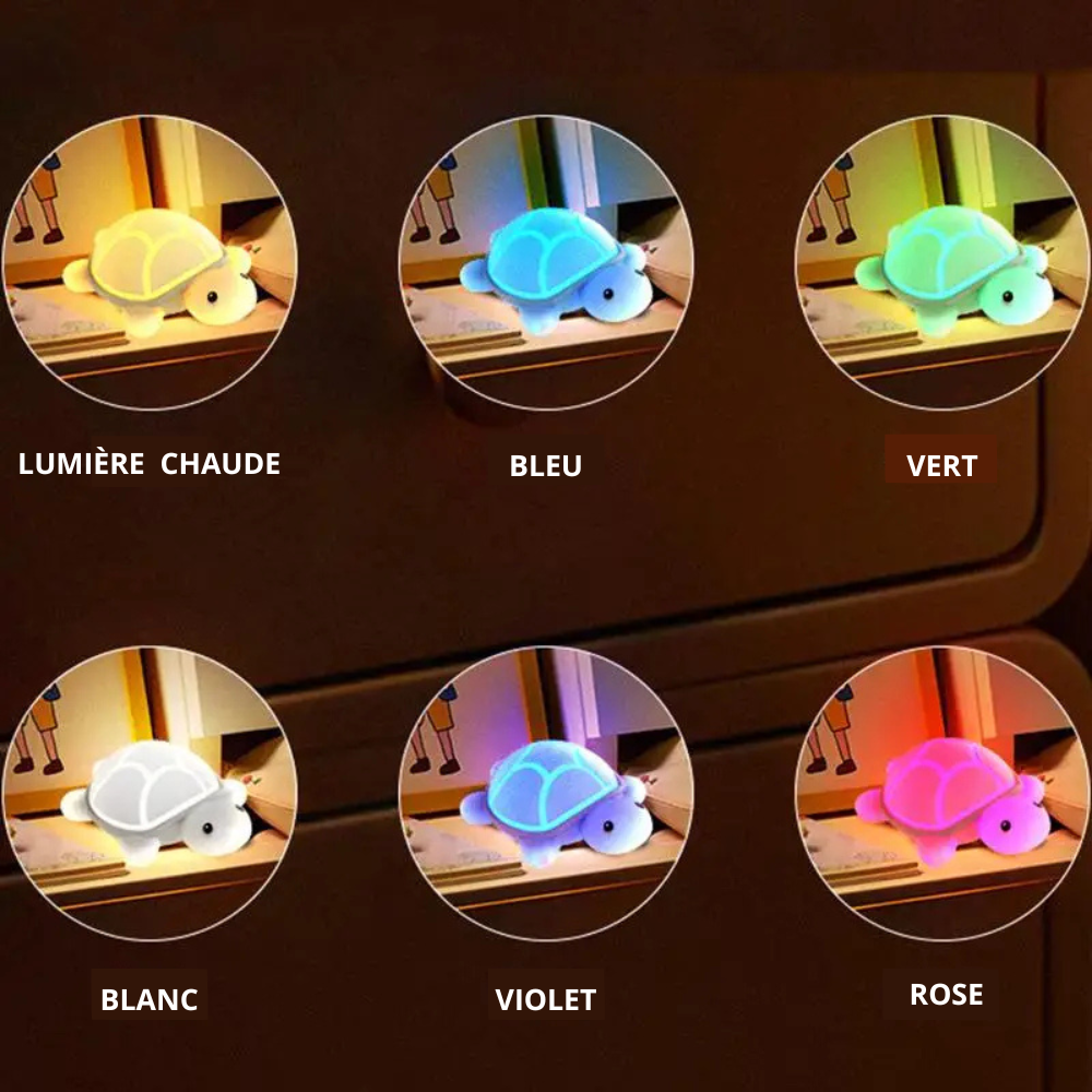veilleuse bébé tortue en silicone multi couleurs